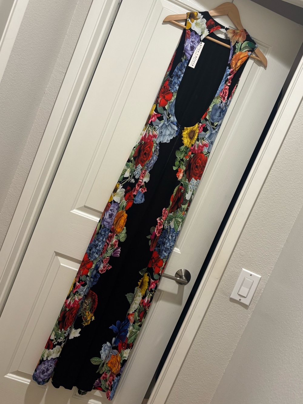 Alice + Olivia Delora Placed Floral Open Back Maxi Dress Size 4 New With Tag - Picture 8 of 10